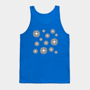 Twinkle Stars Black and White Pattern with Blue Background Tank Top